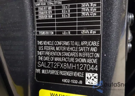 2021 Land Rover Range Rover Evoque R-Dynamic S z USA, uszkodzony, nr VIN SALZT2FX8MH127044